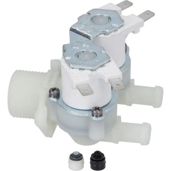 Electrovanne pour machine à glaçons avec réducteur de débit blanc 1.1 L-min et noir 2.7 L-min RPE 2 VOIES 180° 220-240V 50Hz 2DR067 370780 LF3120276 pièce détachée CHR