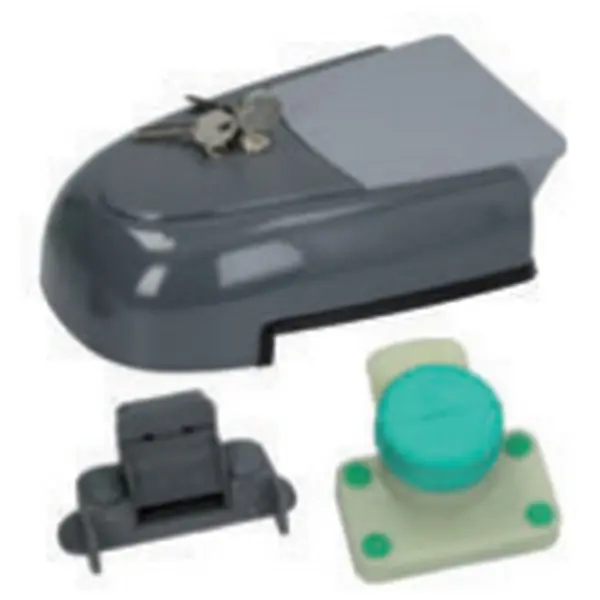 Fermeture pour porte réfrigération avec clé et bouton-poussoir intérieur modèle 7325 CQ code 02047 02043 Dim. 243x167mm