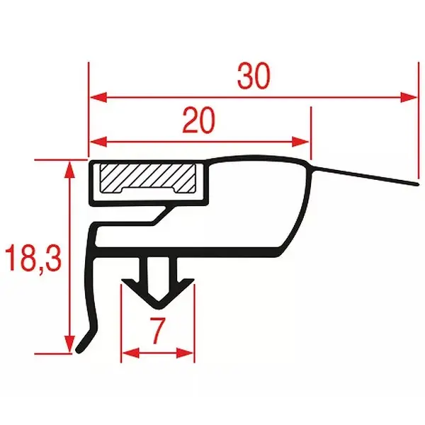 Joint à encastrer 580x407mm profil 9773 magnétique compatible Electrolux Zanussi référence 089183