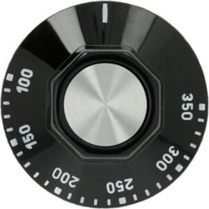 Manette thermostat pour four temp. 100-350°C diam. 50mm axe diam. 6x4,6mm plat en haut noir Ascaso THI.44 KN3468 0000524810 G1790004 43CU519 110124 LF3241741 pièce détachée CHR