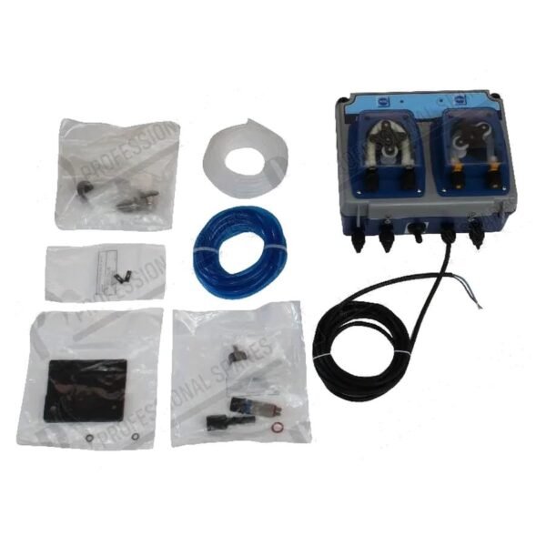 Pompe détergent externe TWIN 20 professionnelle Pompe détergent externe TWIN 20, double pompe détergent et rinçage pour machines professionnelles, compatible 24/115/230Vac avec débits précis