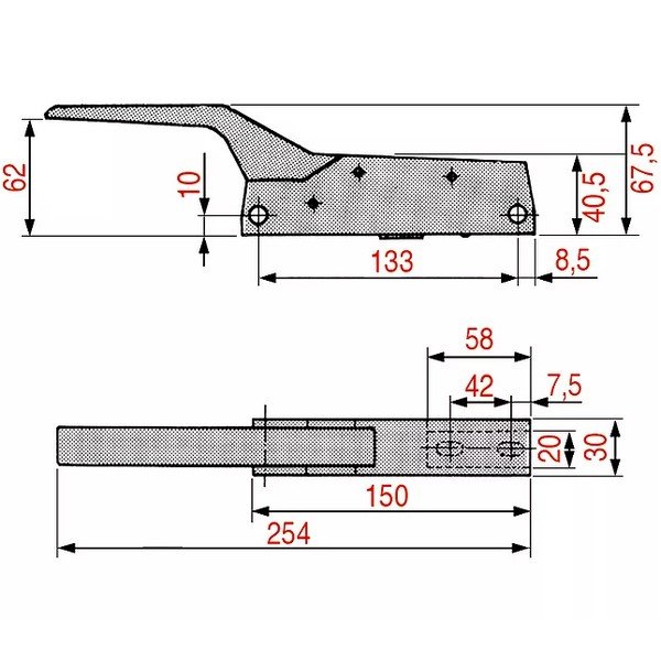 Fermeture FERMOD 791R-791 pour four professionnel CHR Fermeture droite-gauche sans serrure FERMOD 791R-791 avec gâche réglable pour four professionnel CHR