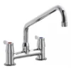 Mélangeur Klarco Styl 287 mm avec manettes à levier et têtes céramiques Ø 3/4", pour équipements professionnels CHR, rotation 90° et col de cygne Ø 20x300 mm.