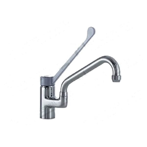 Mélangeur monotrou Klarco EUROP 394 mm avec bec pivotant et levier sanitaire pour cuisine CHR