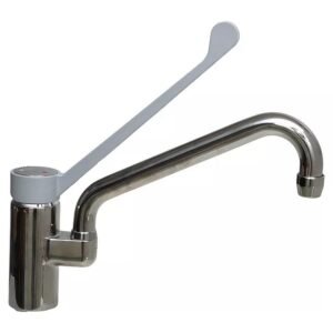Mélangeur monotrou Klarco EUROP 394 mm avec bec pivotant et levier sanitaire pour cuisine CHR