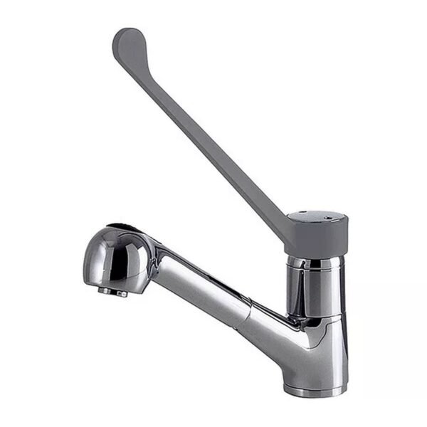 Mélangeur monotrou Klarco STYL 376 mm CHR Mélangeur monotrou Klarco STYL 376 mm avec douchette extractible et levier sanitaire pour CHR