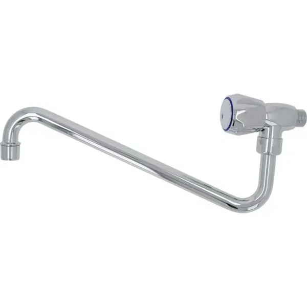 Robinet horizontal col de cygne Ø 18x300 mm 00503303 avec débit de 22 L/min à 3 bar et raccord Ø 1/2" M, conçu pour une utilisation dans les équipements professionnels CHR.